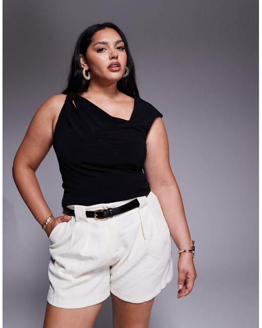 ASOS Gray Asos Design Curve Off-shoulder Top With Cut-out