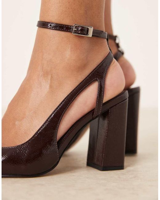 ASOS Natural Paisley High Block Heel Shoes