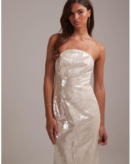 ASOS Women's Brown Bridal Sequin Crescent Neckline Bandeau Column Midaxi Dress - www.disolcolor.com ASOS Women's Brown Bridal Sequin Crescent Neckline Bandeau Column Midaxi Dress - www.disolcolor.com