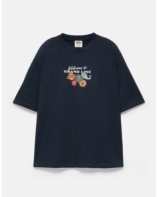 Pull&Bear White One Piece Grand Line T-Shirt for men