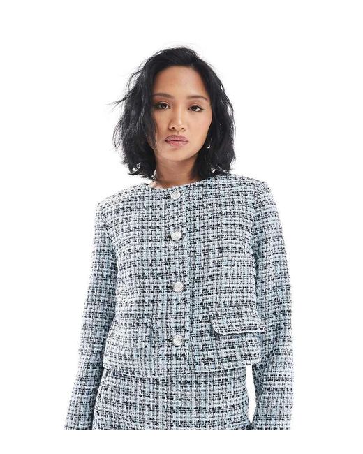 New Look Blue Cropped Boucle Jacket Co-ord