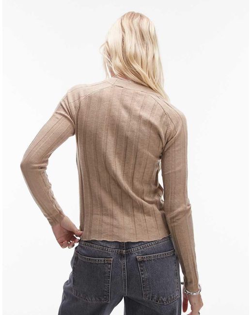 Mango Geribbeld Vest Met Knoopsluiting in het Natural