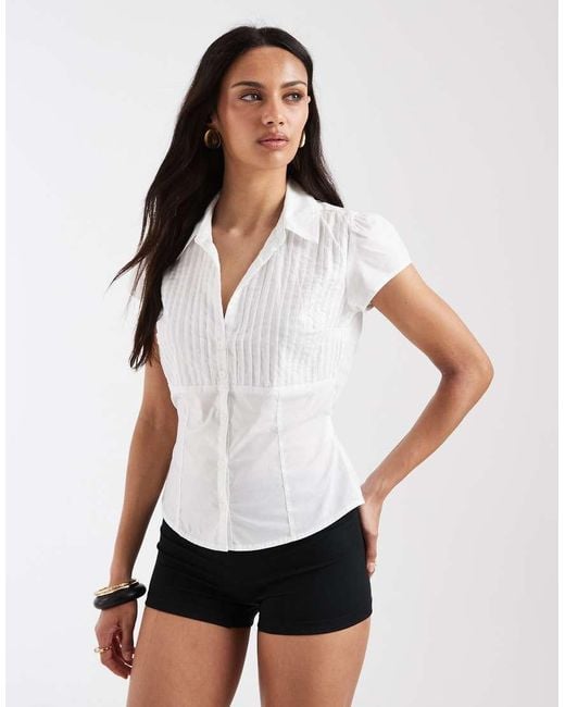 Hollister White Short Sleeve Tie Back Shirt