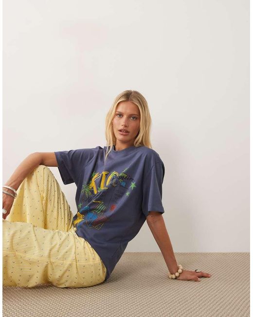 ASOS Blue Oversized T-Shirt With Rio Or Nowhere Graphic