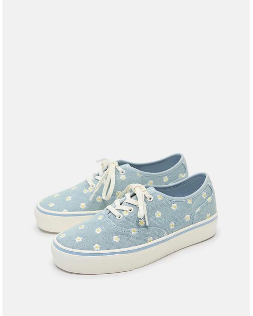 Pull&Bear Blue – daisy – sneaker aus canvas