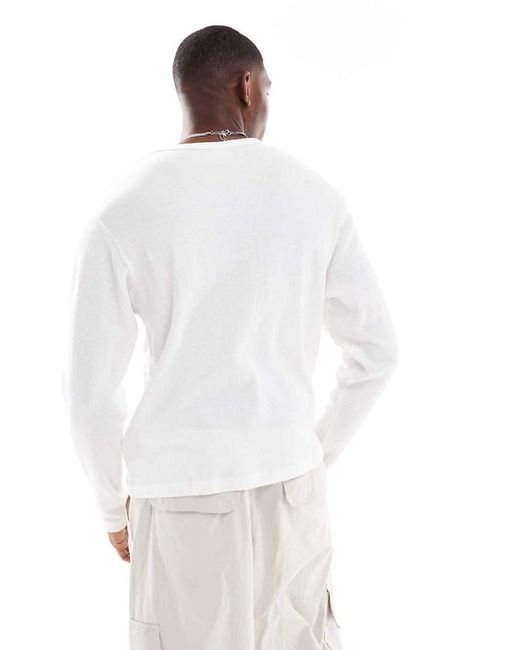 Cotton On White Long Sleeve Waffle T-shirt for men