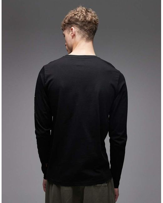 Alpha Industries Gray 100% Cotton Long Sleeve T-shirt With Chest And Sleeve Detail for men