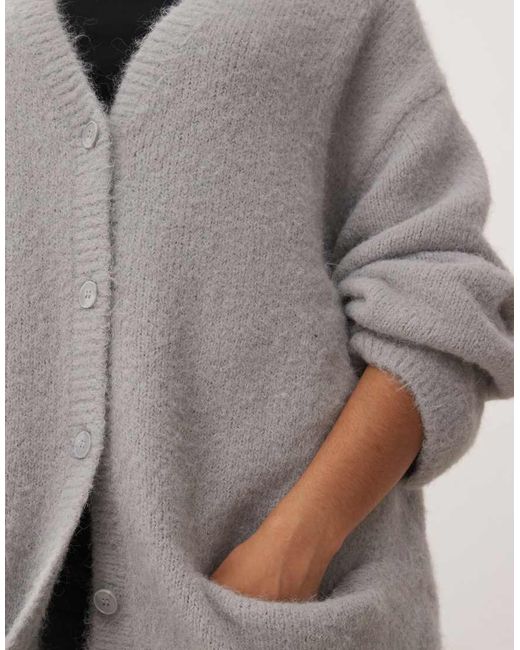 Monki Gray Knitted Oversized Cardigan