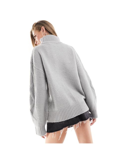 NA-KD Gray Knitted Jumper With Arm Detail