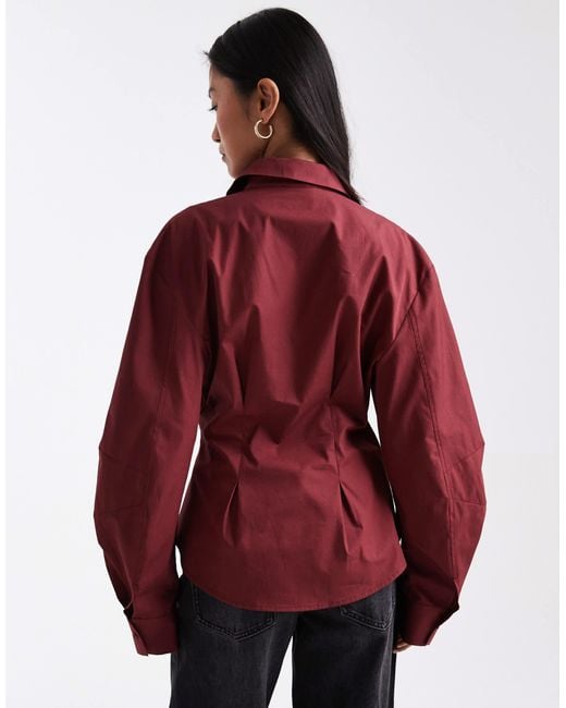 ASOS Red Wrap Shirt With Cocoon Sleeve