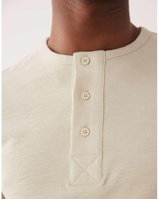 ASOS Natural Slim T-shirt With Henley Neck for men
