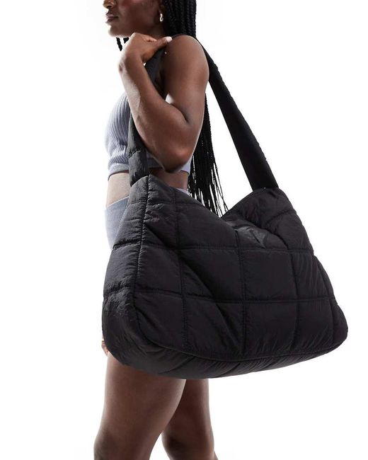 ASOS Black Quilted Woven Gym Tote Bag