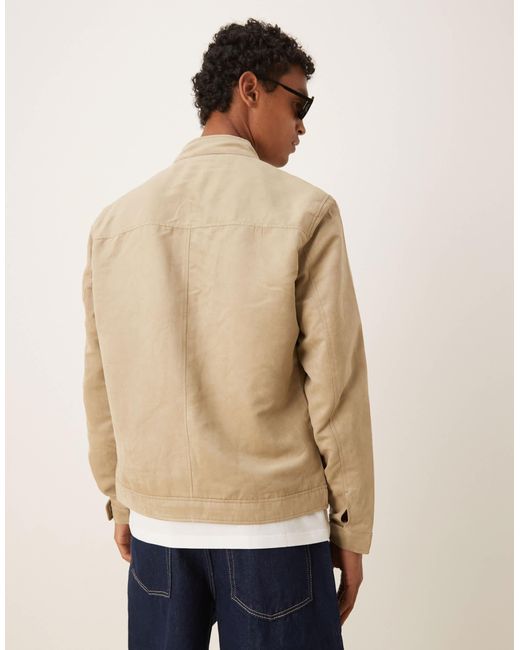Mango – bikerjacke aus wildlederimitat in Natural für Herren