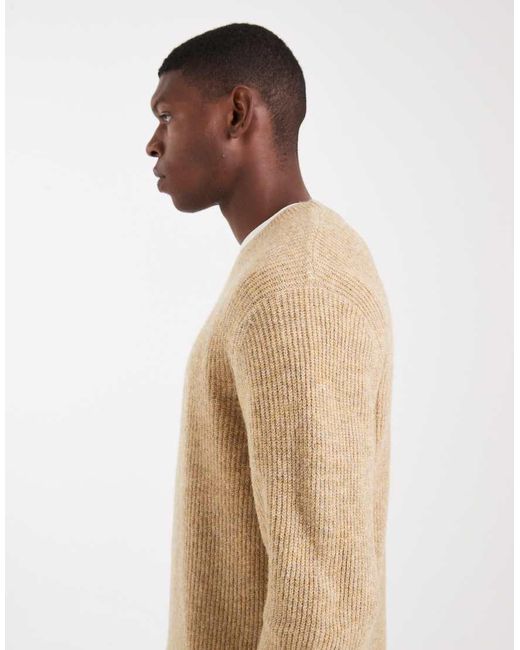 Jersey Beis De Punto Mullido Acanalado De Premium-Neutro Jack & Jones de hombre de color Natural