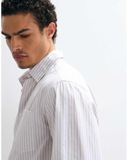 Jack & Jones White Poplin Stripe Shirt for men