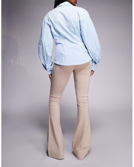 ASOS Blue Premium Ponte Flare Pants With Tailored Waistband