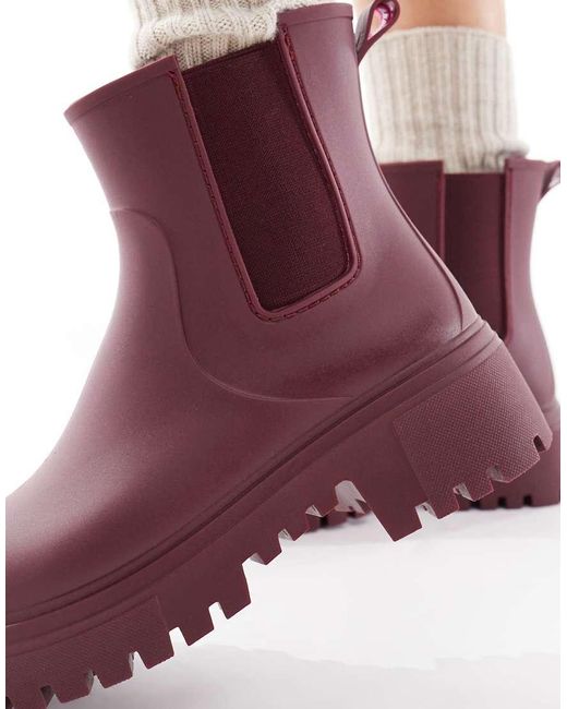 London Rebel Purple Phoebe Chunky Chelsea Boots