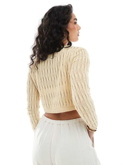 Monki Yellow Stitch Detail Cardigan