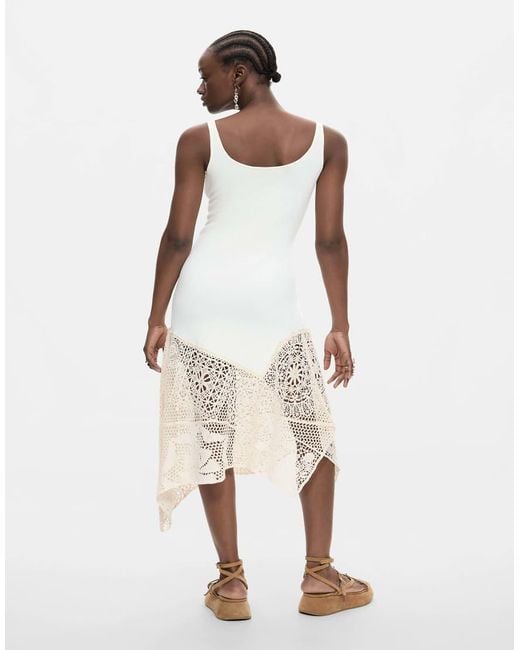 Desigual Natural Asymmetric Crochet Dress