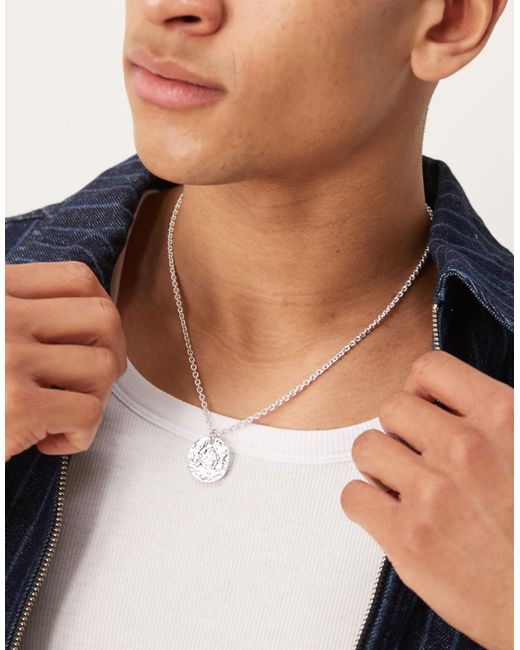 Collier effet usé avec pendentif pièce ASOS pour homme en coloris Metallic
