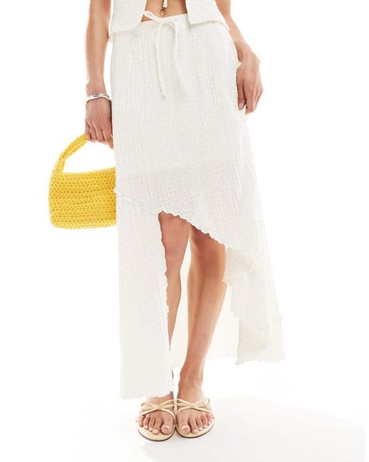 Miss Selfridge White Textured Jersey Asym Boho Maxi Skirt Co Ord