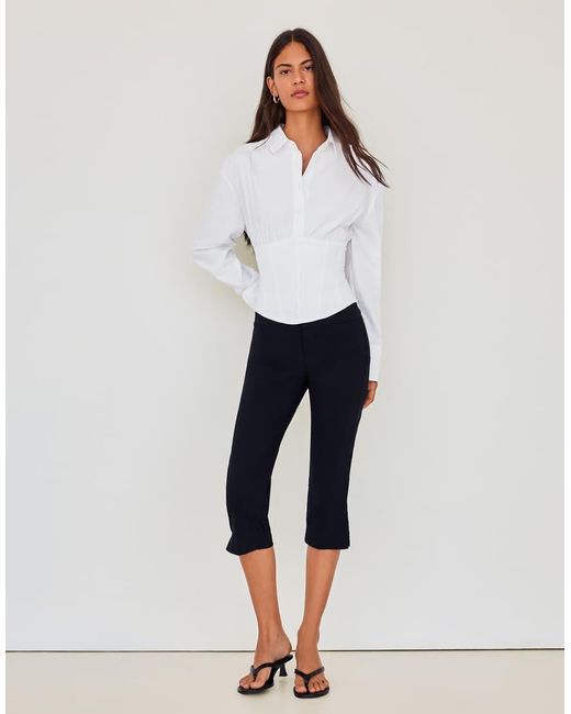 Bershka White Long Sleeve Corset-effect Shirt