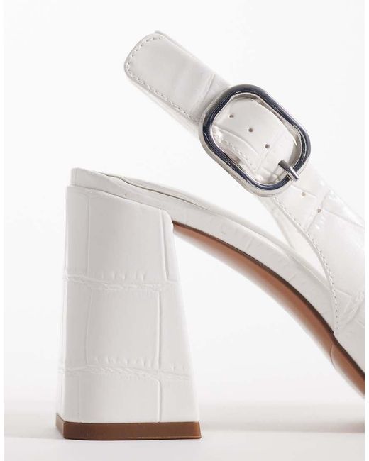 ASOS White Surrey Slingback Mid Block Heels
