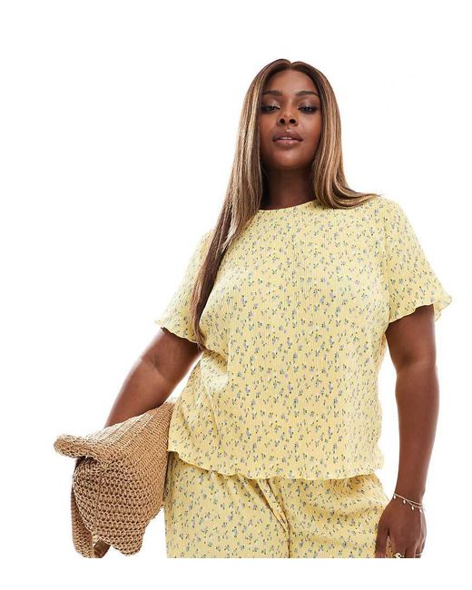 Pieces Plus Natural Pieces Curve Mini Plisse Baby Tee Co-Ord