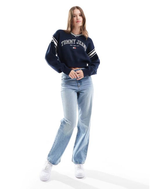 Tommy Hilfiger Blue – kurzer college-pullover