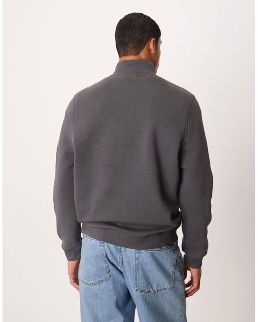 ASOS Gray Essential Standard Fit Quarter Zip Sweatshirt for men