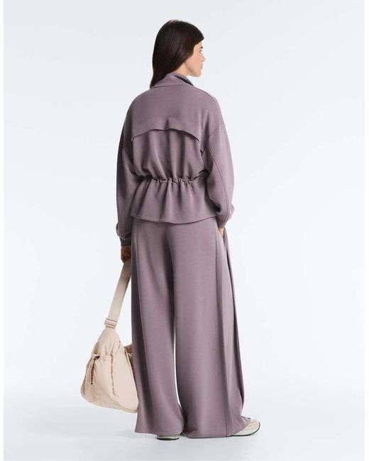Oysho Purple Soft-touch Wide-leg Trousers With Side Pleat And Modal