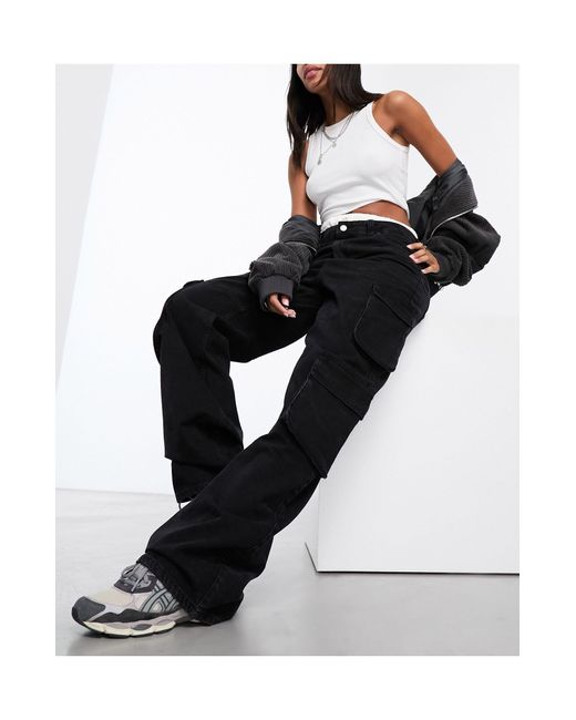Donna - jeans cargo comodi multitasche neri di Dr. Denim in Black