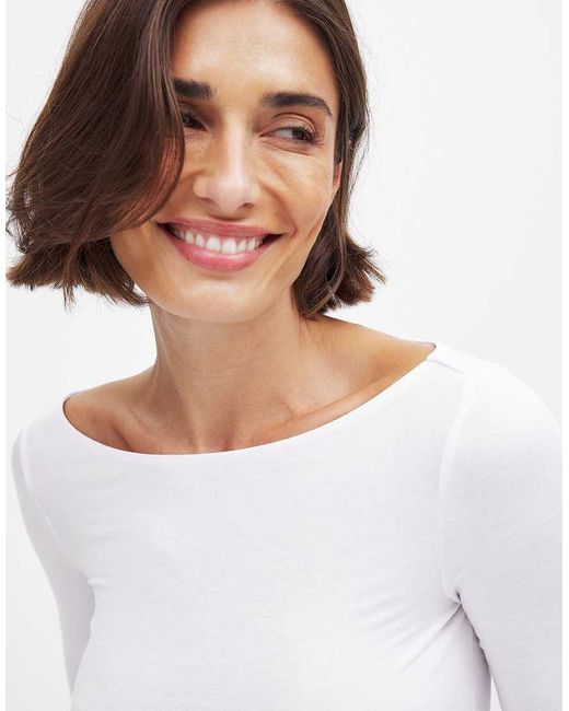 NA-KD White Boat Neck Long Sleeve Top