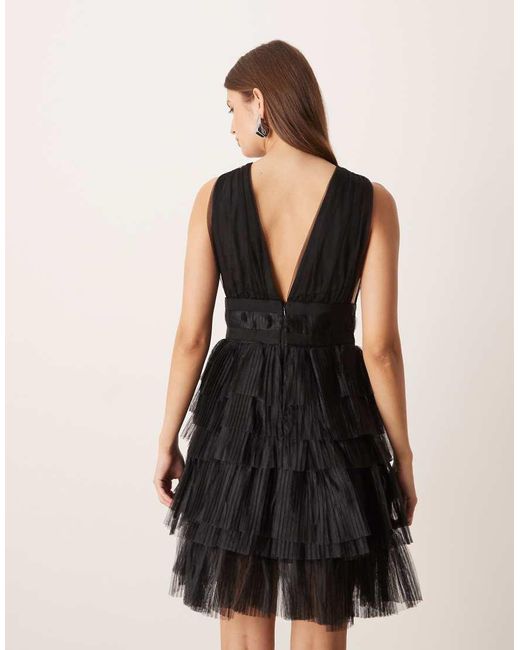 True Decadence Black V Neck Mini Dress