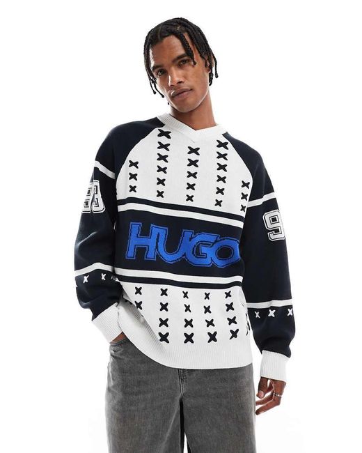 HUGO Blue Shalock Logo Sweatshirt for men