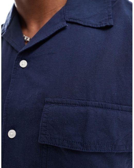 Jack & Jones – oversize-leinenhemd in Blue für Herren