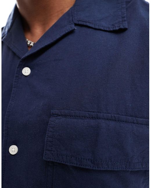 Chemise fonctionnelle oversize avec poches en lin Jack & Jones pour homme en coloris Blue