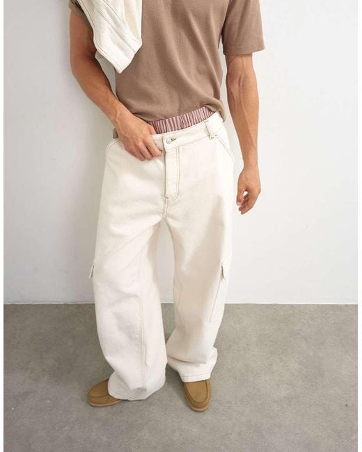 Topman White Rigid baggy Fit Jean With Side Pockets for men