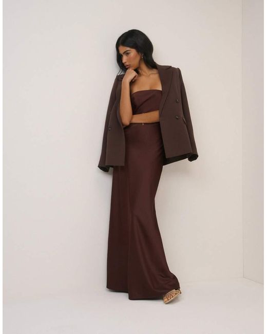 Nobody's Child Brown Arden Satin Bandeau Sleeveless Maxi Dress