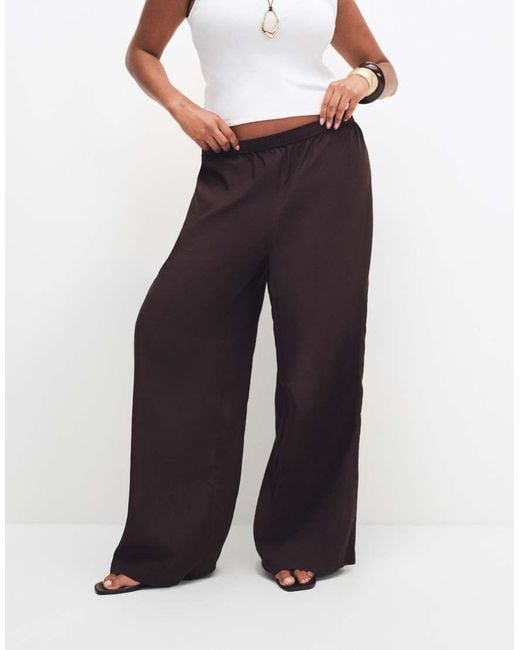 ASOS Black Asos Design Curve Sheer Beach Wide Leg Trousers With Linen