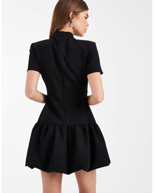 ASOS Black Structured Bubble Hem Mini Dress