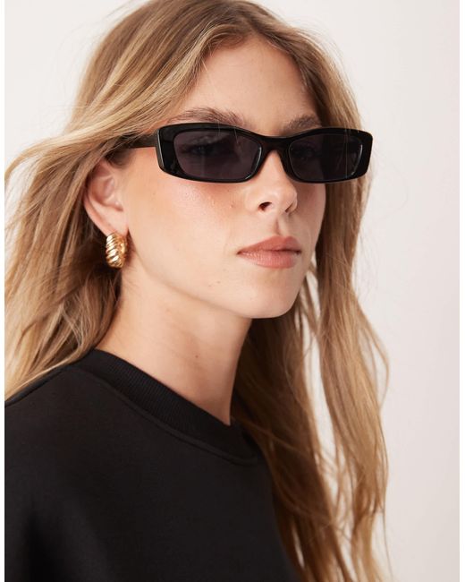 ASOS Black Narrow Square Sunglasses