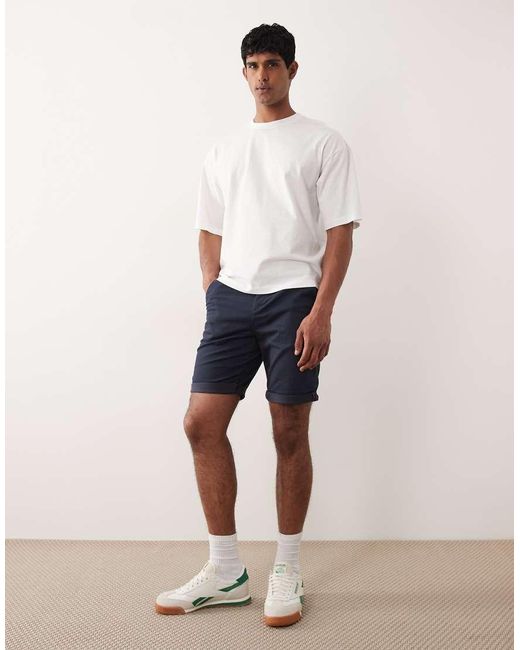 Only & Sons White Regular Fit Chino Shorts for men