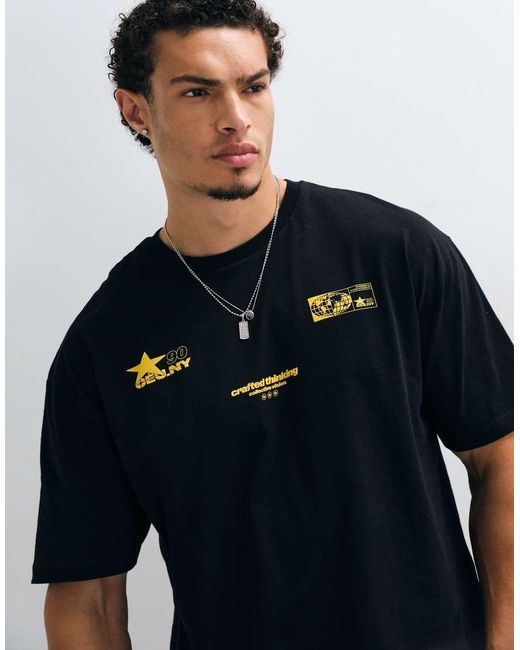 ASOS Blue Boxy Oversized T-shirt With Ceu Street Graphic for men