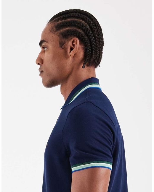 Tommy Hilfiger Blue Contrast Collar & Cuff Regular Fit Polo Shirt for men