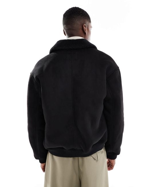 Jack & Jones – bomberjacke aus wildlederimitat in Black für Herren