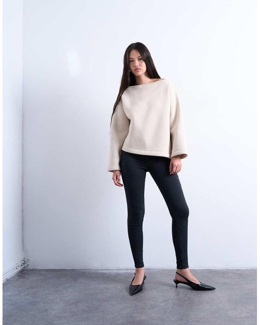 TOPSHOP White Asymmetric Off Shoulder Sweat