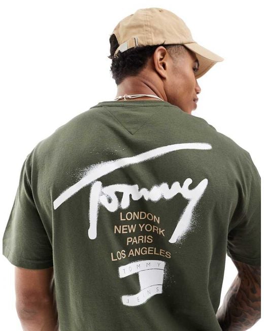 Tommy Hilfiger Green Graffiti Signature Back Print T-shirt for men