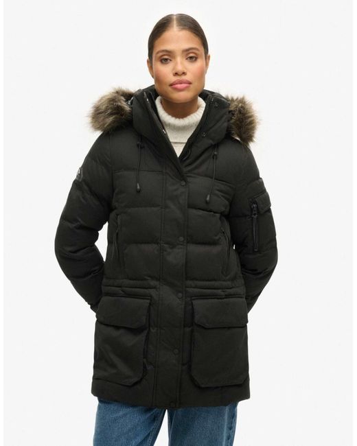 Superdry Black – expedition – mikrofaser-parka