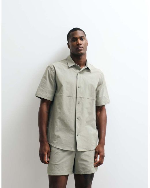 ASOS Natural Motionmaxtm Relaxed Shirt With Side Pockets for men